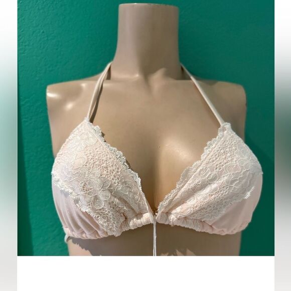 Beach Bunny Lace Halter Bralette - Cream - Picture 5 of 8